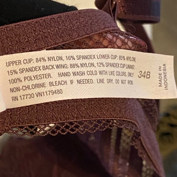 Auden Women Wine Purple Lace Underwire Plunge Coverage Push-Up Bra Sz 34B - Picture 7 of 7